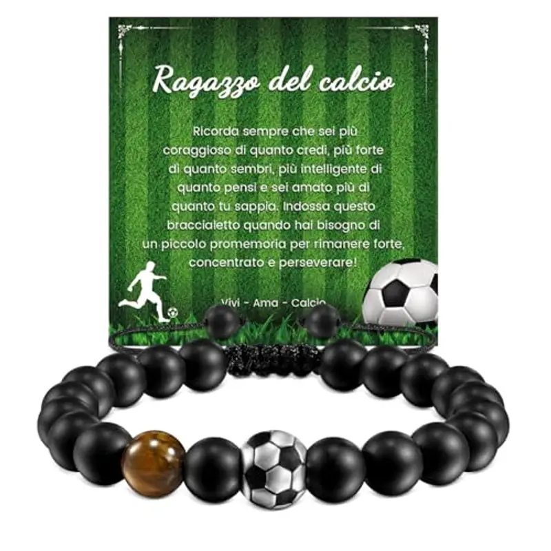 CheersLife Idee Regalo Ragazzo,Braccialetto di Calcio per Ragazzi, Regali di Compleanno Natale per Ragazzo, Figli,