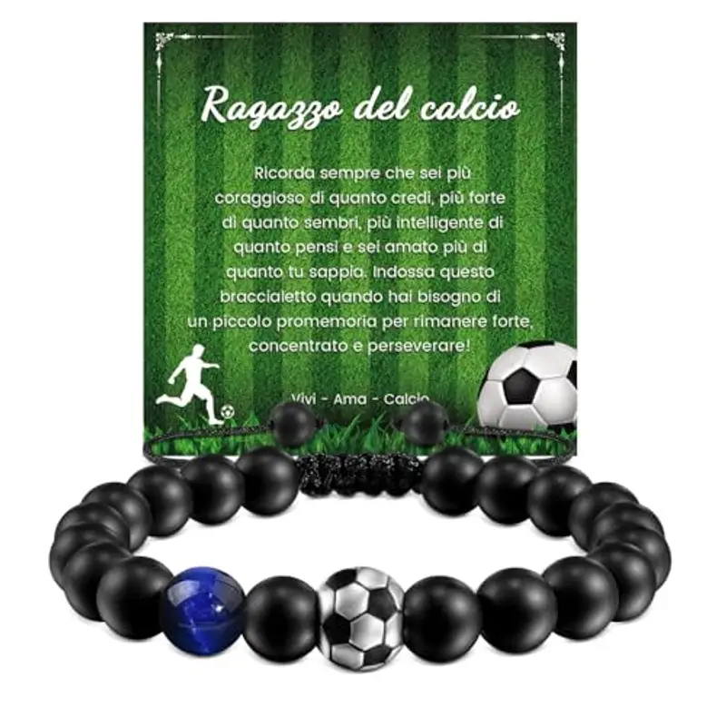 CheersLife Idee Regalo Ragazzo,Braccialetto di Calcio per Ragazzi, Regali di Compleanno Natale per Ragazzo, Figli, Nipoti Fratelli, Regalo Ragazzo 8 9 10 11 12 13 14 Anni Maschio Bracciale Bambino