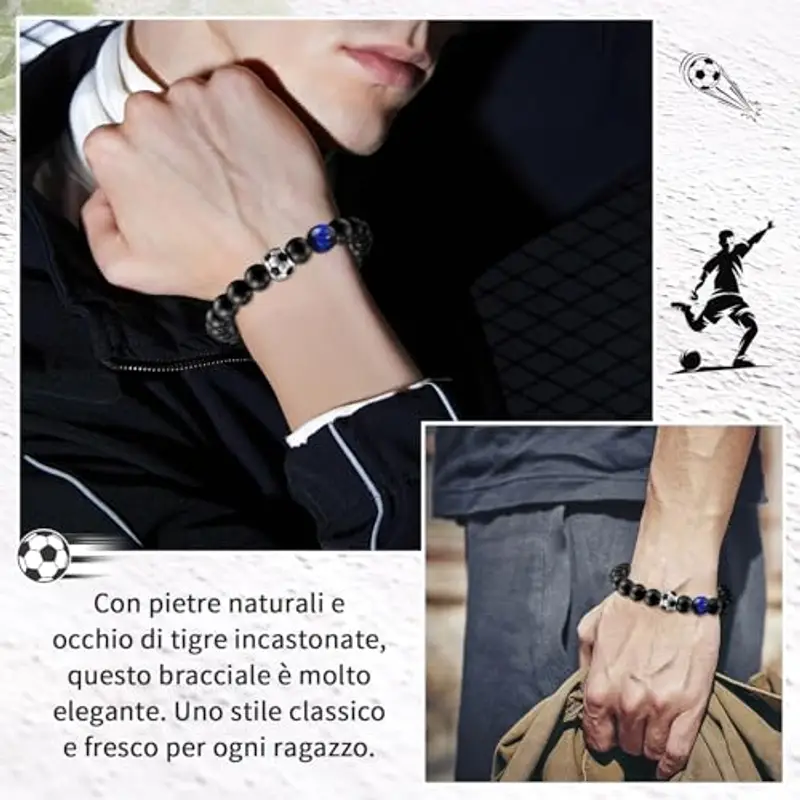 CheersLife Idee Regalo Ragazzo, Braccialetto di Calcio per Ragazzi, Regali di Compleanno Natale per Ragazzo, Figli, Nipoti Fratelli, Regalo Ragazzo 8 9 10 11 12 13 14 Anni Maschio Bracciale Bambino miniatura 3