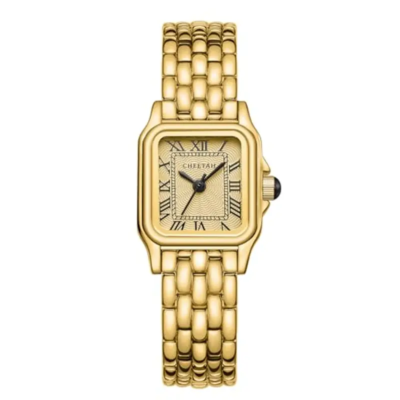 CHEETAH Orologio Donna Piccolo Analogico al Quarzo da Donna Con Bracciale Vintage, Cassa Rettangolare Quadrante Romano Orologio da polso Digitale Impermeabile per Donne e Ragazze - Oro Oro