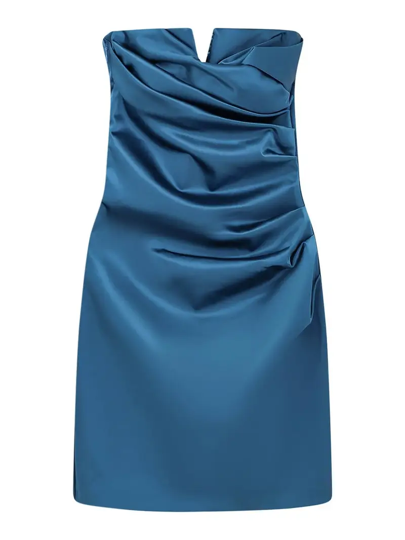 Vestito Corto Arya In Satin Argento
