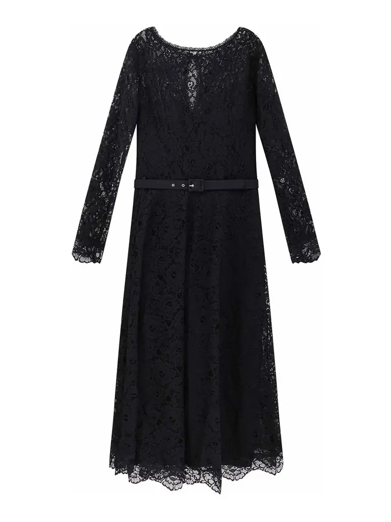 Vestito Midi Ginogi In Pizzo Nero