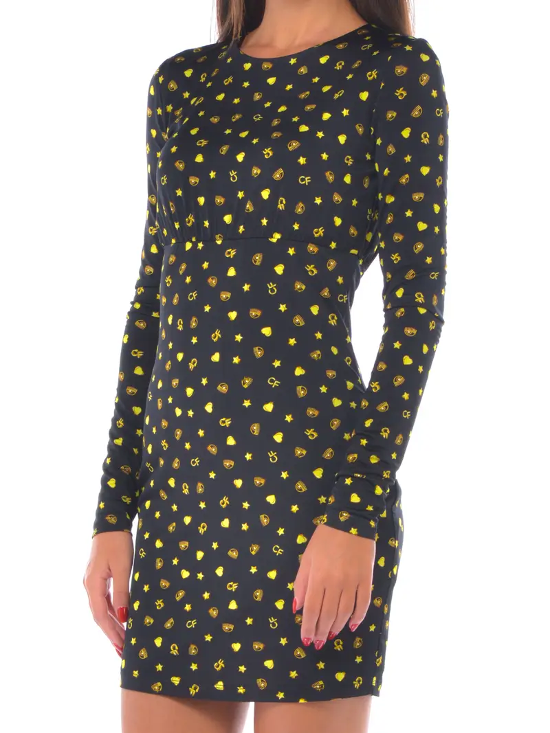 abito corto da donna Chiara Ferragni tubino con loghi NERO