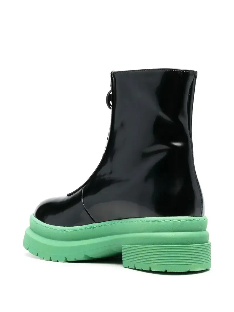Chiara Ferragni Stivaletti neri in pelle con suola verde miniatura 2