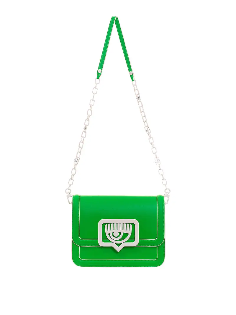 Eye like buckle contrast crossbody Verde