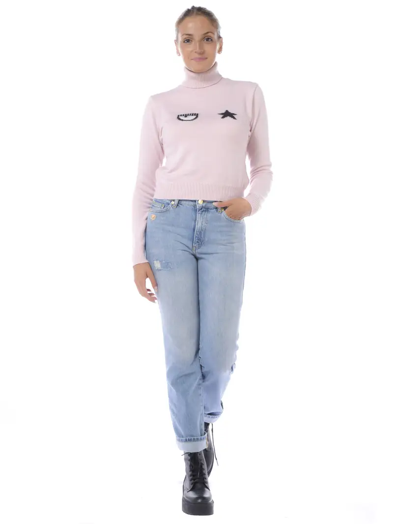 maglia da donna Chiara Ferragni dolcevita con logo Rosa miniatura 2