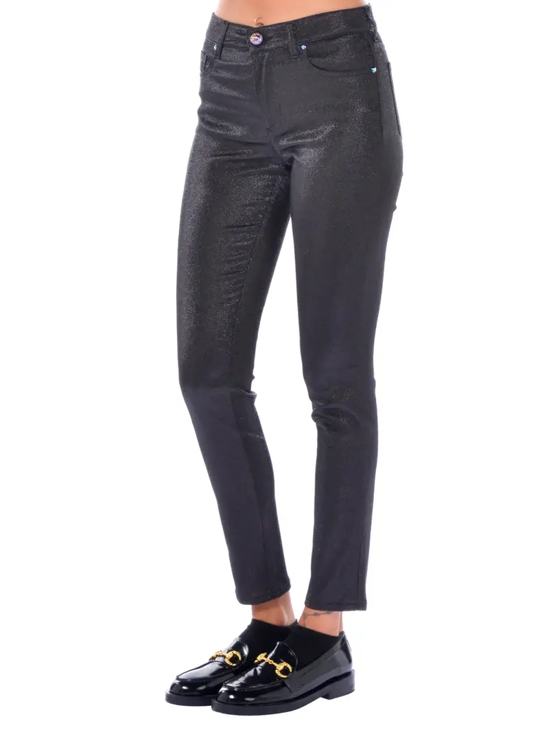 pantalone da donna Chiara Ferragni cinque tasche lurex NERO