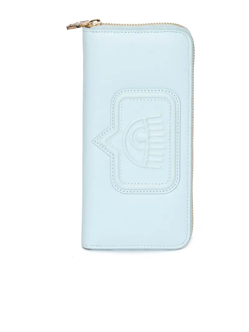 Portafoglio eyelike zip in giro Azzurro