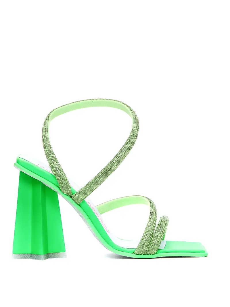 Sandali con glitter e tacco a stella Verde