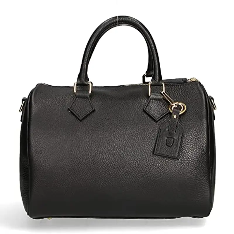 Chicca Borse Borsa Donna a Mano Pelle con Tracolla Bauletto, Nero