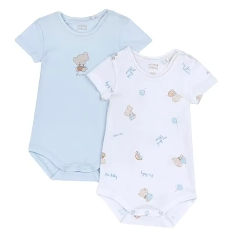 CHICCO Set 2 Body Neonato Chicco Manica Corta - Azzurro
