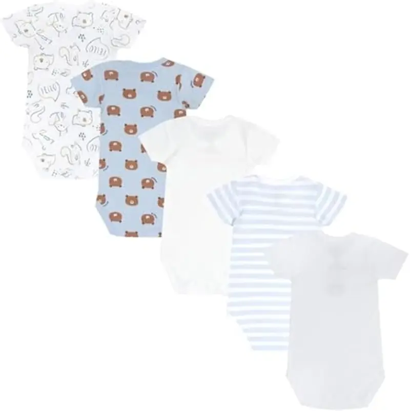 Chicco, Body Neonato e Neonata, Set di 5 Body a Maniche Corte 100% Cotone, Unisex Bambino e Bambina 0 miniatura 2