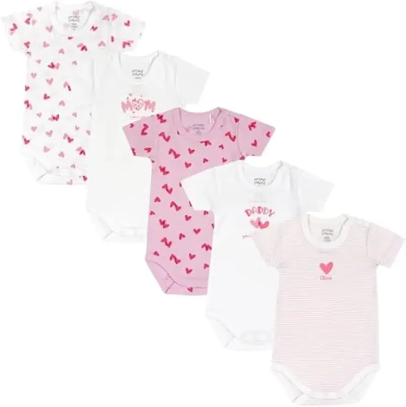 Chicco, Body Neonato e Neonata, Set di 5 Body a Maniche Corte 100% Cotone, Unisex Bambino e Bambina 0