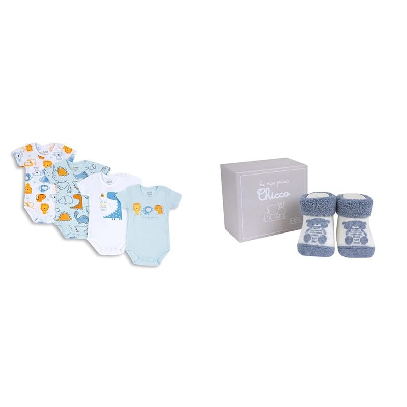 CHICCO Set Body Neonato Blu Manica Corta