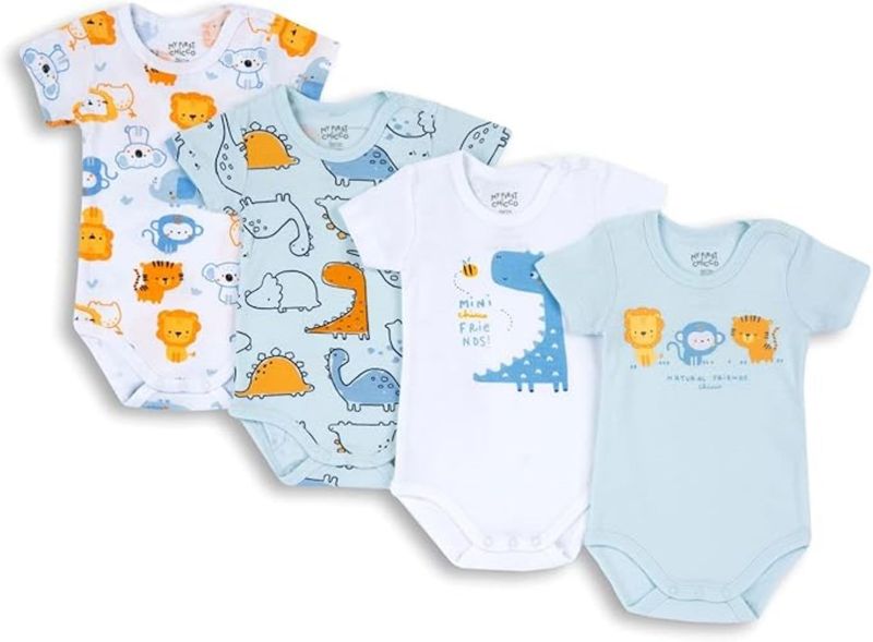 CHICCO Set Body Neonato Manica Corta in Cotone Azzurro
