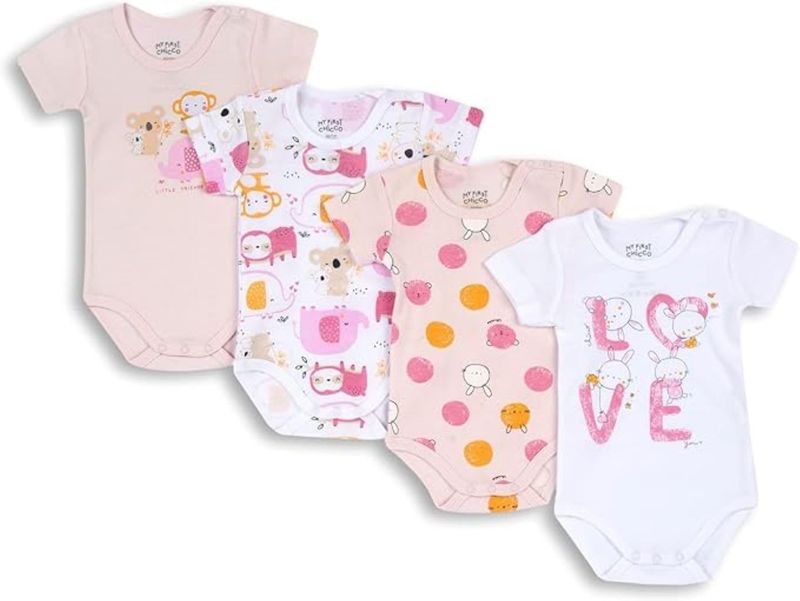 CHICCO Set Body Cotone Manica Corta Unisex Rosa 2 Anni