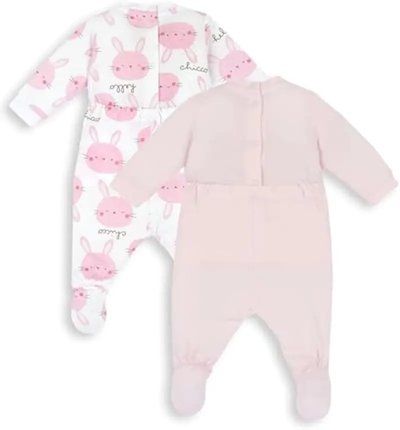 Chicco Set Tutine In Cotone Con Piedino Unisex - Bimbi 0-24, Rosa, 0-3 mesi miniatura 2