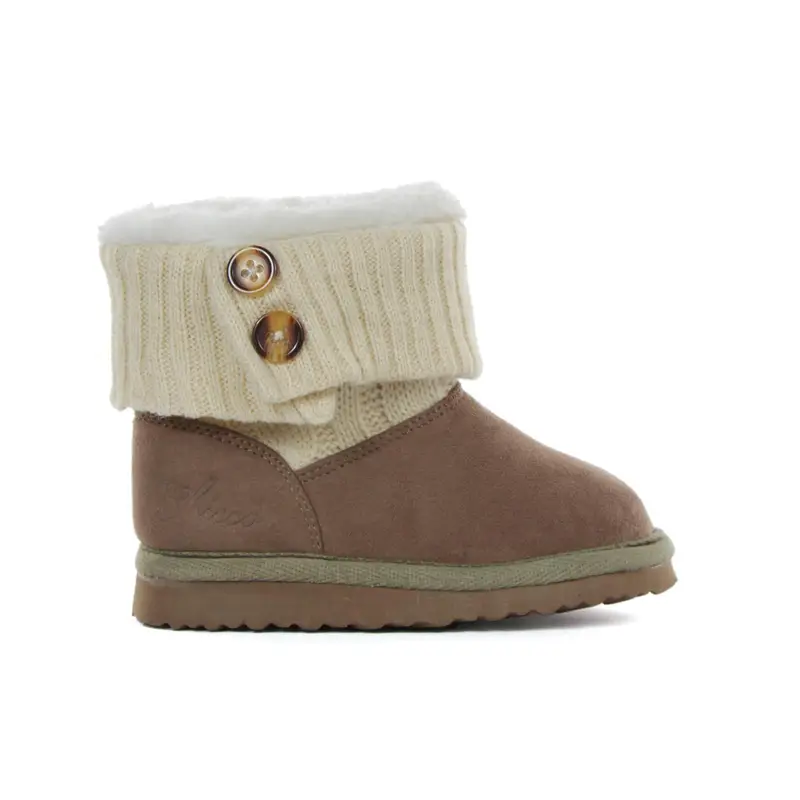 Stivaletti marroni da bimba con bottoncini e interno in peluche