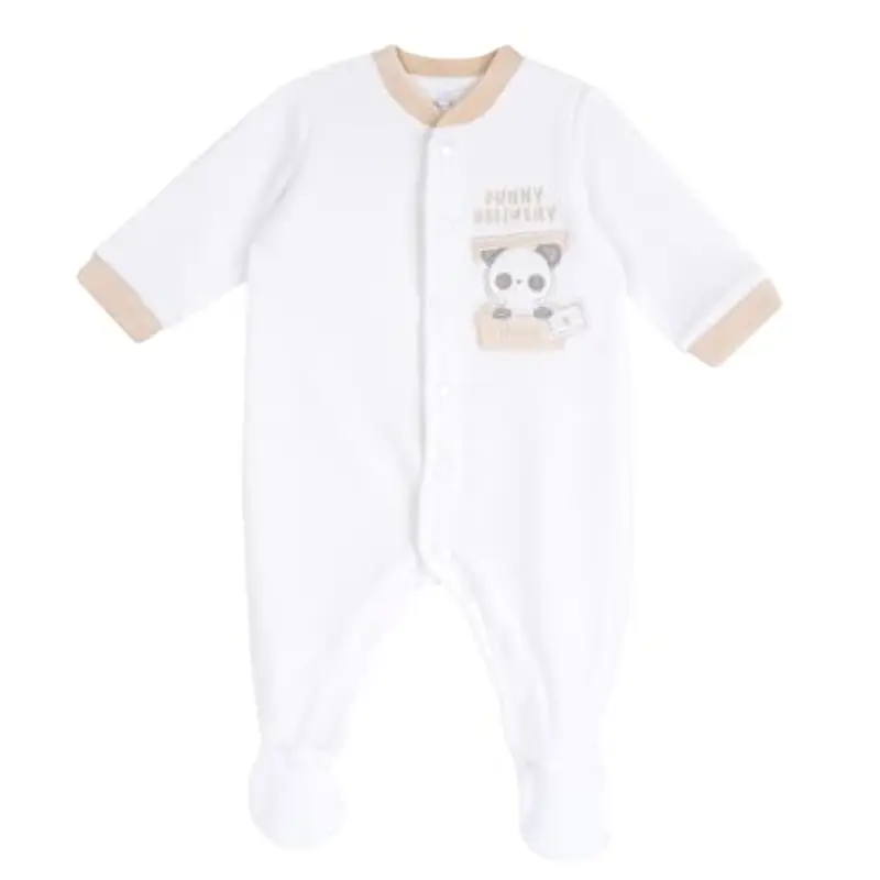 Chicco Tutina Con Apertura Frontale, In Ciniglia, Pigiama Unisex - Bimbi 0-24, Bianco (5), 6 mesi, Designed in Italy