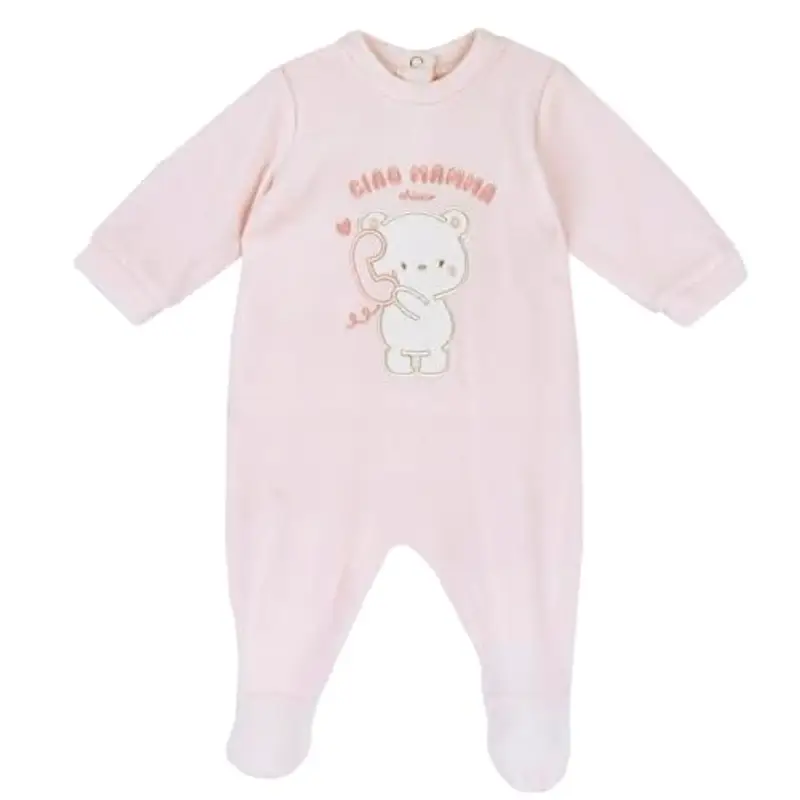 Chicco Tutina Con Apertura Patello, In Ciniglia, Pigiama Bimba 0-24, Rosa (3-1M), 1 mese