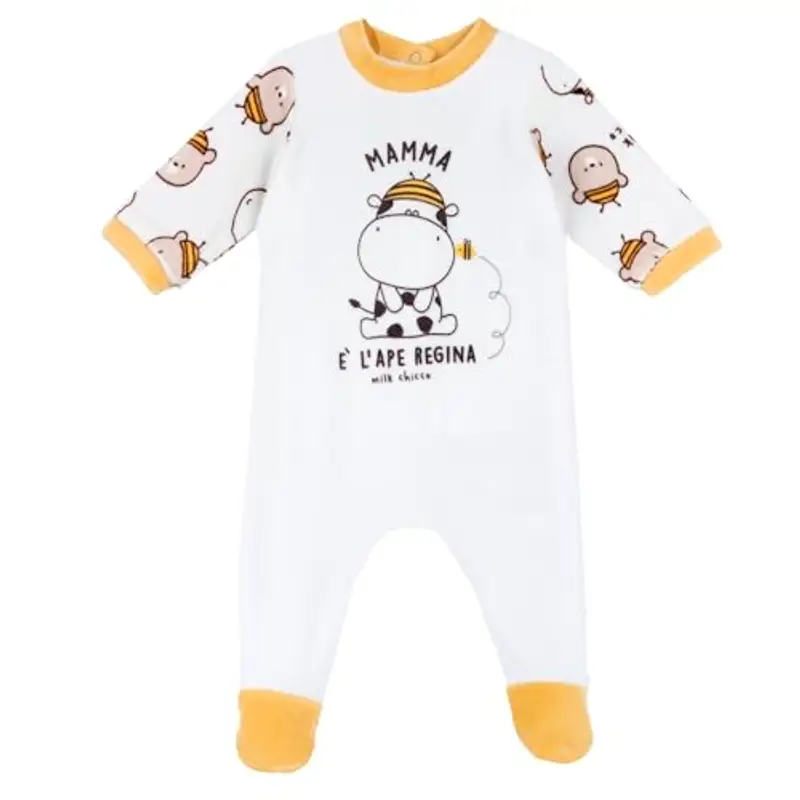 Chicco Tutina Con Apertura Patello, In Ciniglia, Pigiama Unisex - Bimbi 0-24, Bianco (2) 1M, 0 mesi