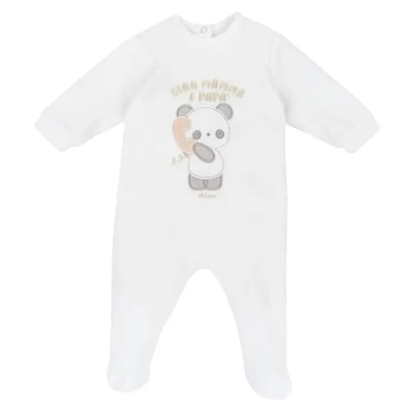 Chicco Tutina Con Apertura Patello, In Ciniglia, Pigiama Unisex - Bimbi 0-24, Bianco (3) 1M, 0 mesi