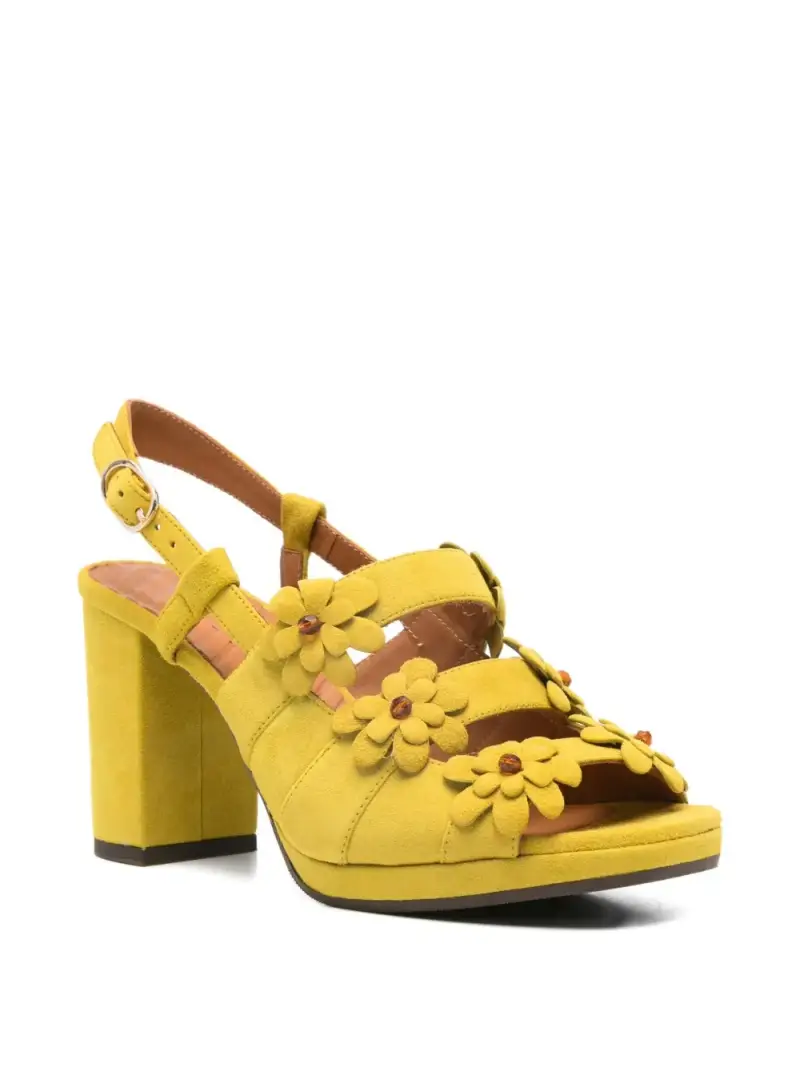 Sandali eleganti con fiori decorativi GIALLO miniatura 2