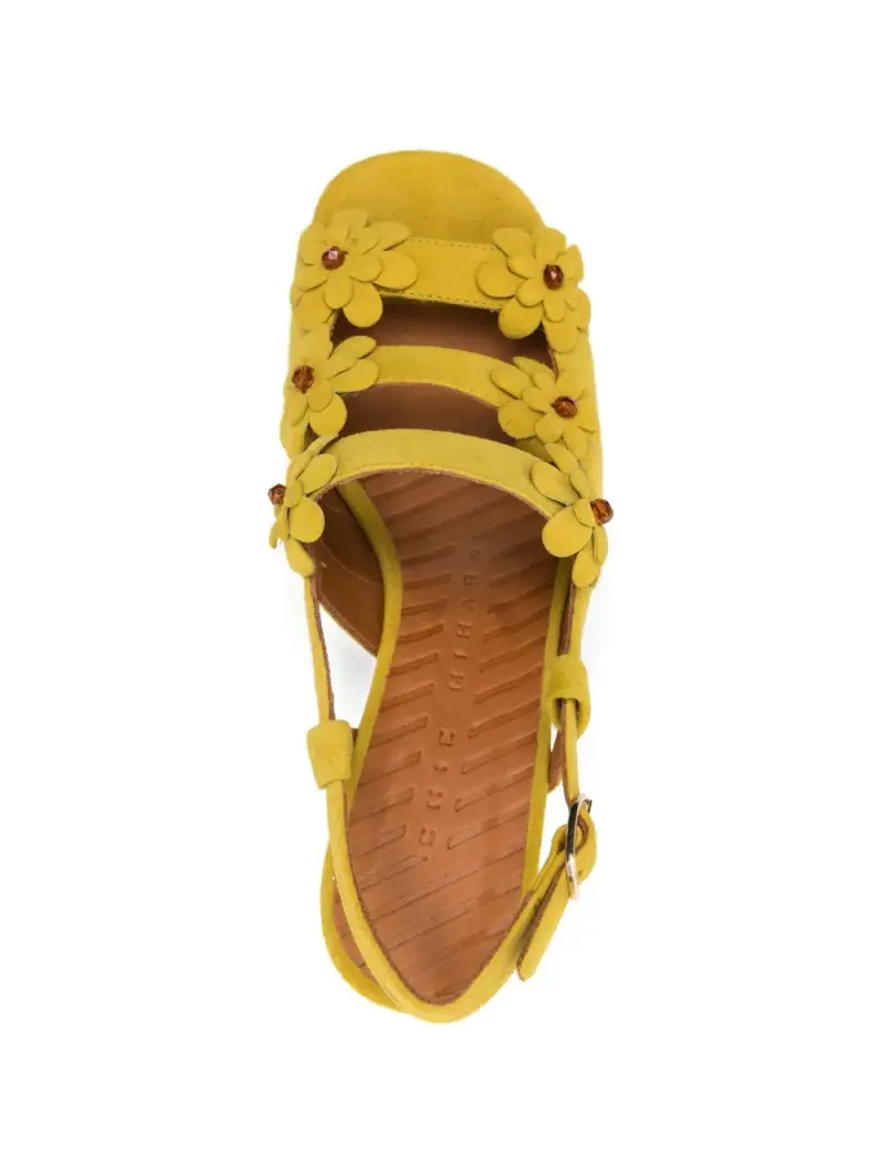 Sandali eleganti con fiori decorativi GIALLO miniatura 3