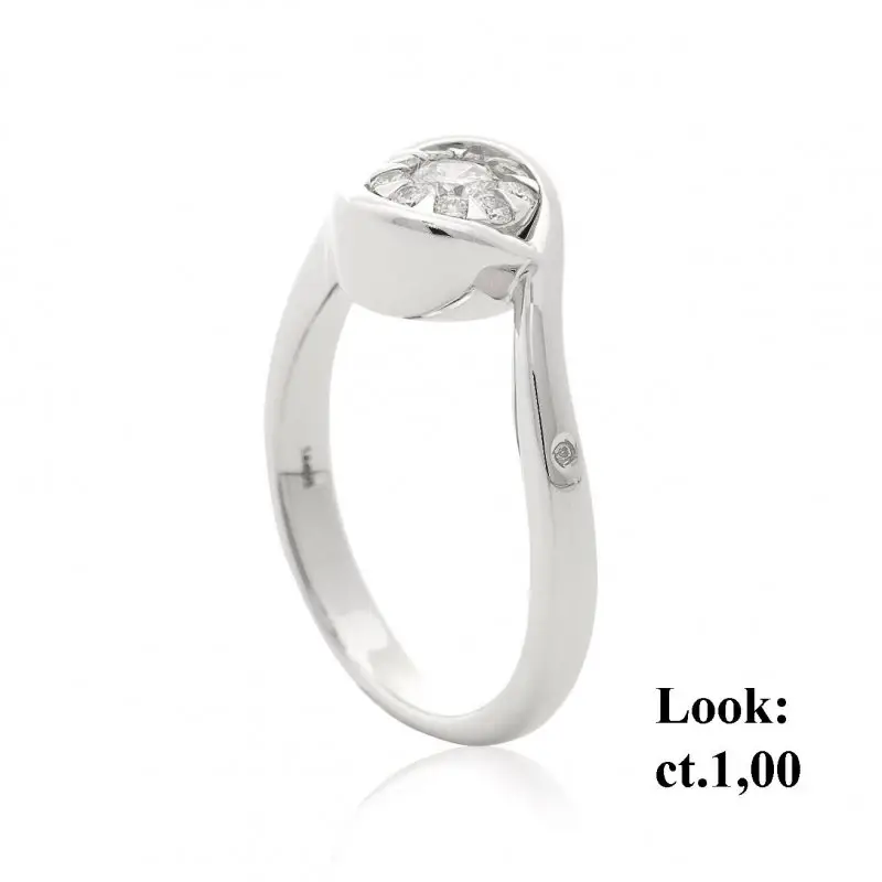Anello Solitario Oro Bianco 18Kt Con Diamante - Chimento