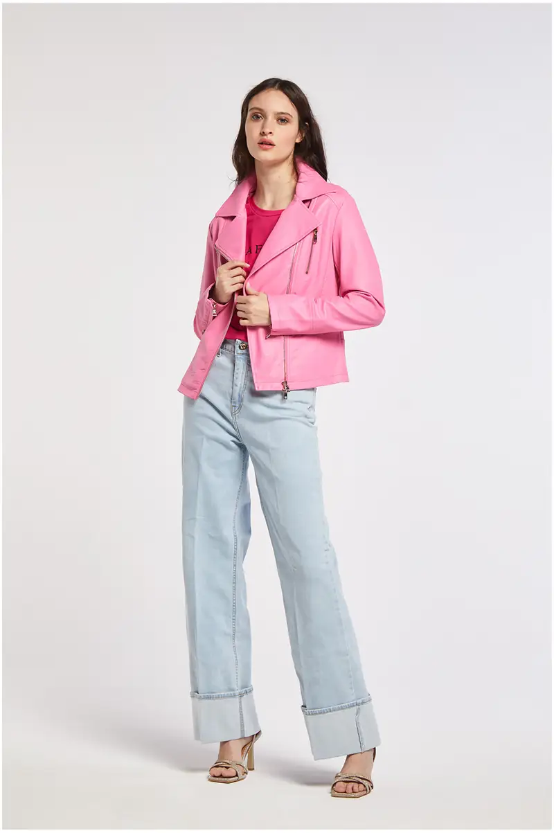 chiodo in similpelle bubble gum