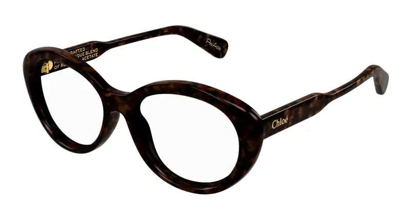 Chloé Donna CH0223O 002 Montature da vista Acetato Havana Trasparente Cat Eye