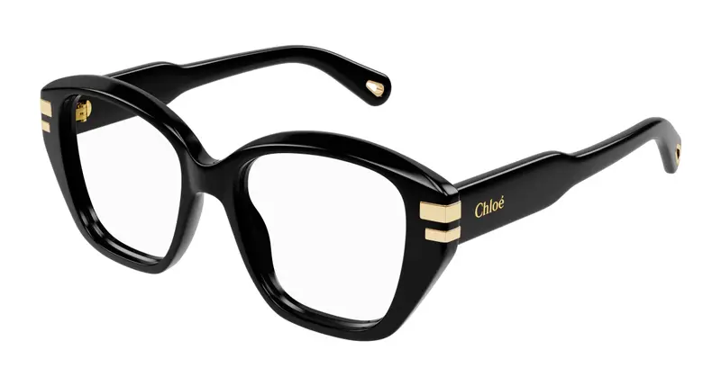 Chloé Donna CH0267O 001 Montature da vista Acetato Nero Trasparente Cat Eye