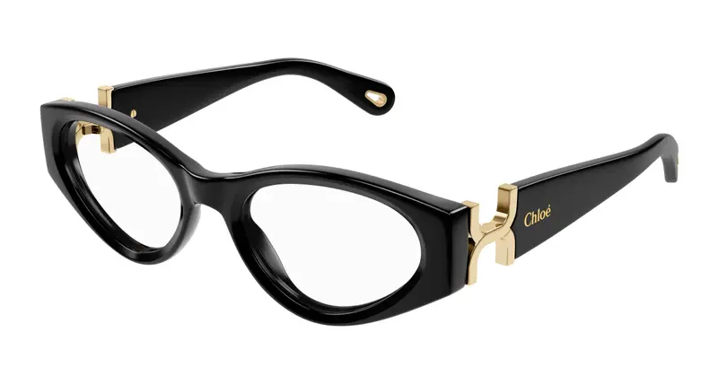 Chloé Donna CH0273O 001 Montature da vista Acetato Nero Trasparente Cat Eye