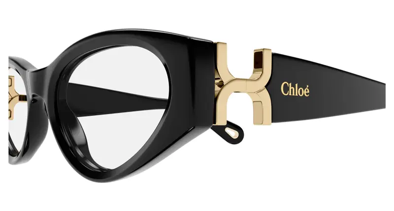 Chloé Donna CH0273O 001 Montature da vista Acetato Nero Trasparente Cat Eye miniatura 2