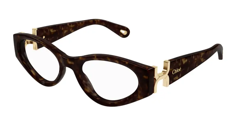 Chloé Donna CH0273O 002 Montature da vista Acetato Havana Trasparente Cat Eye