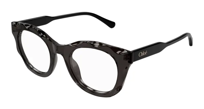 Chloé Donna CH0296O 001 Montature da vista Acetato Grigio Trasparente Rotonda