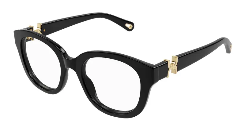 Chloé Donna CH0304O 001 Montature da vista Acetato Nero Trasparente Rotonda