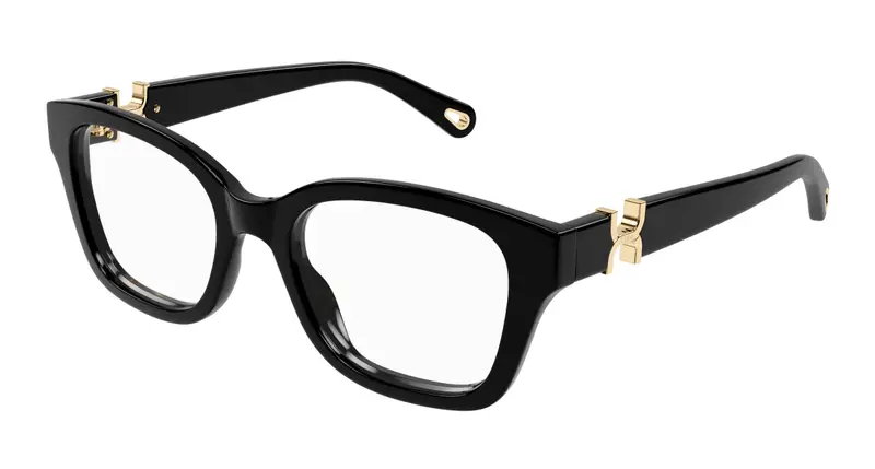 Chloé Donna CH0305O 005 Montature da vista Acetato Nero Trasparente Squadrata