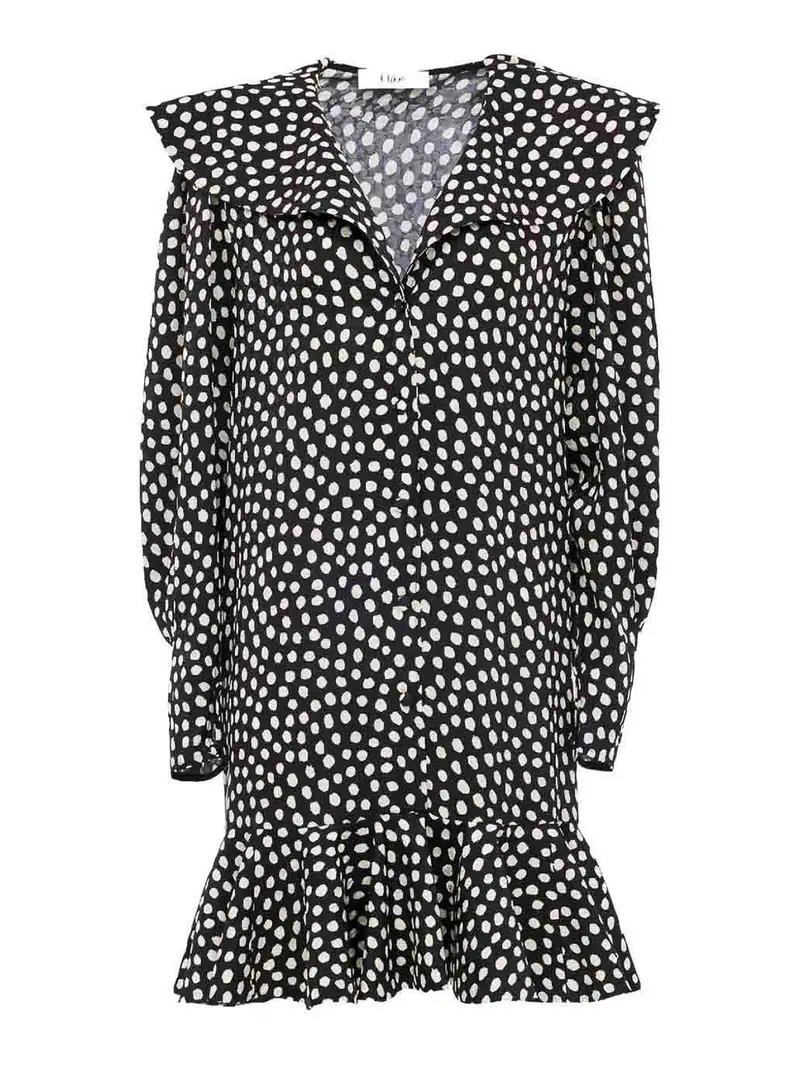 Abito in seta punteggiata Nero