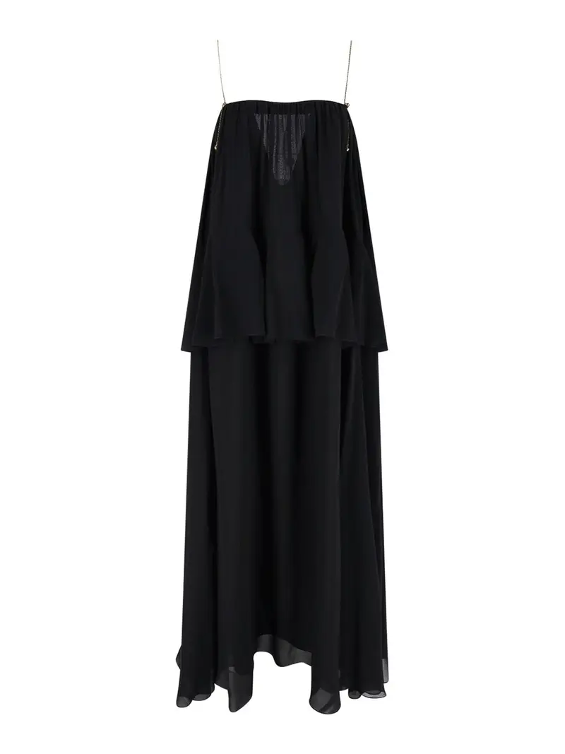 Abito Maxi In Seta Nero