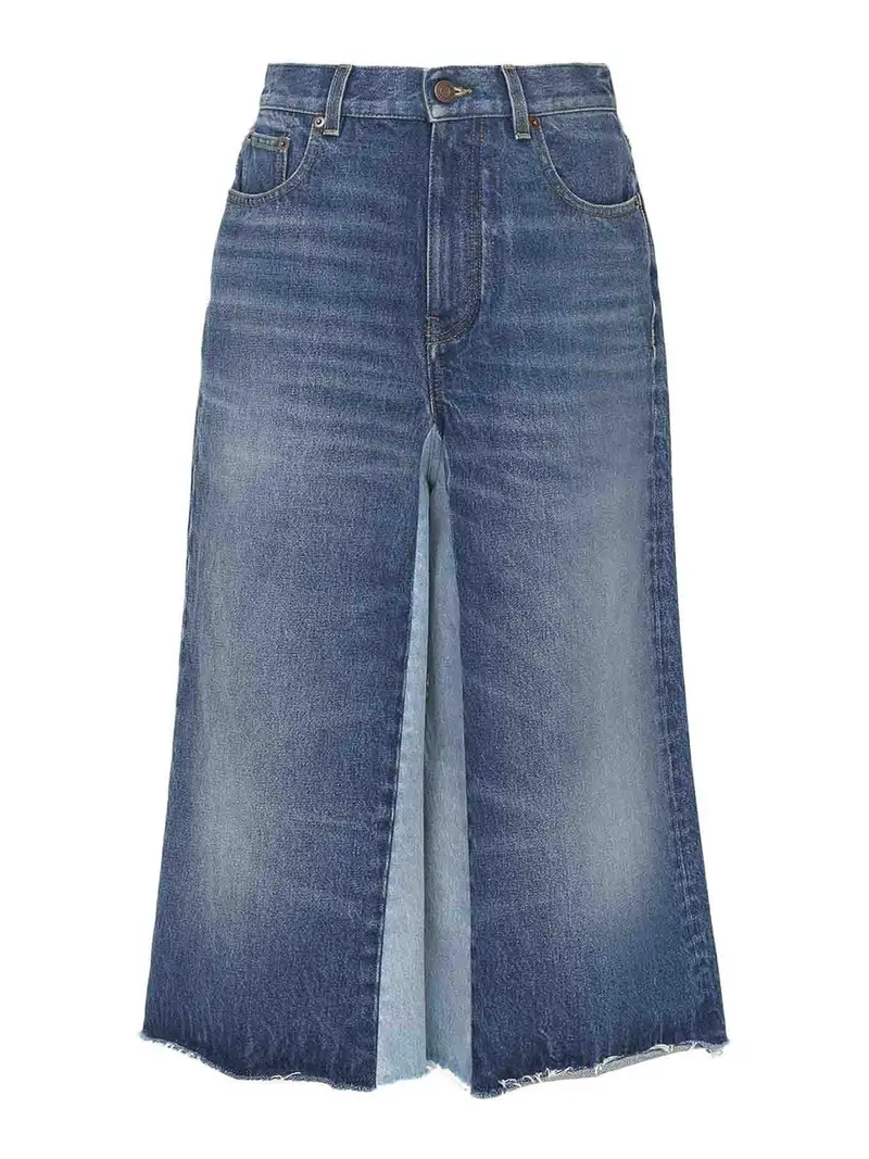 Bermuda Shorts In Denim Patchwork Blu