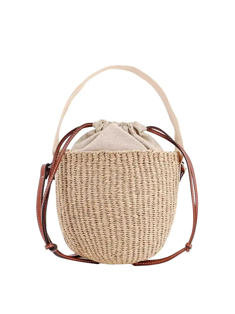 Borsa a secchiello Rafia. in collaborazione Beige