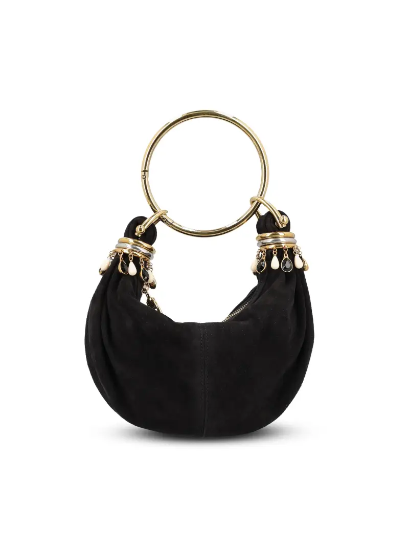 Borsa Bracelet Hobo Mini In Pelle NERO miniatura 2