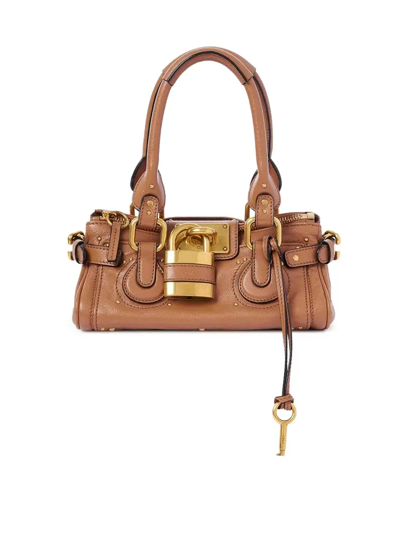 Borsa Paddington piccola in pelle granata Marrone