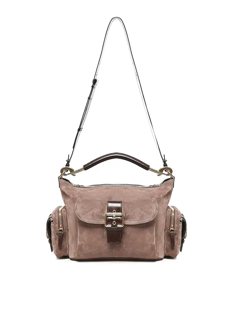 Borsa per fotocamera in pelle scamosciata Beige