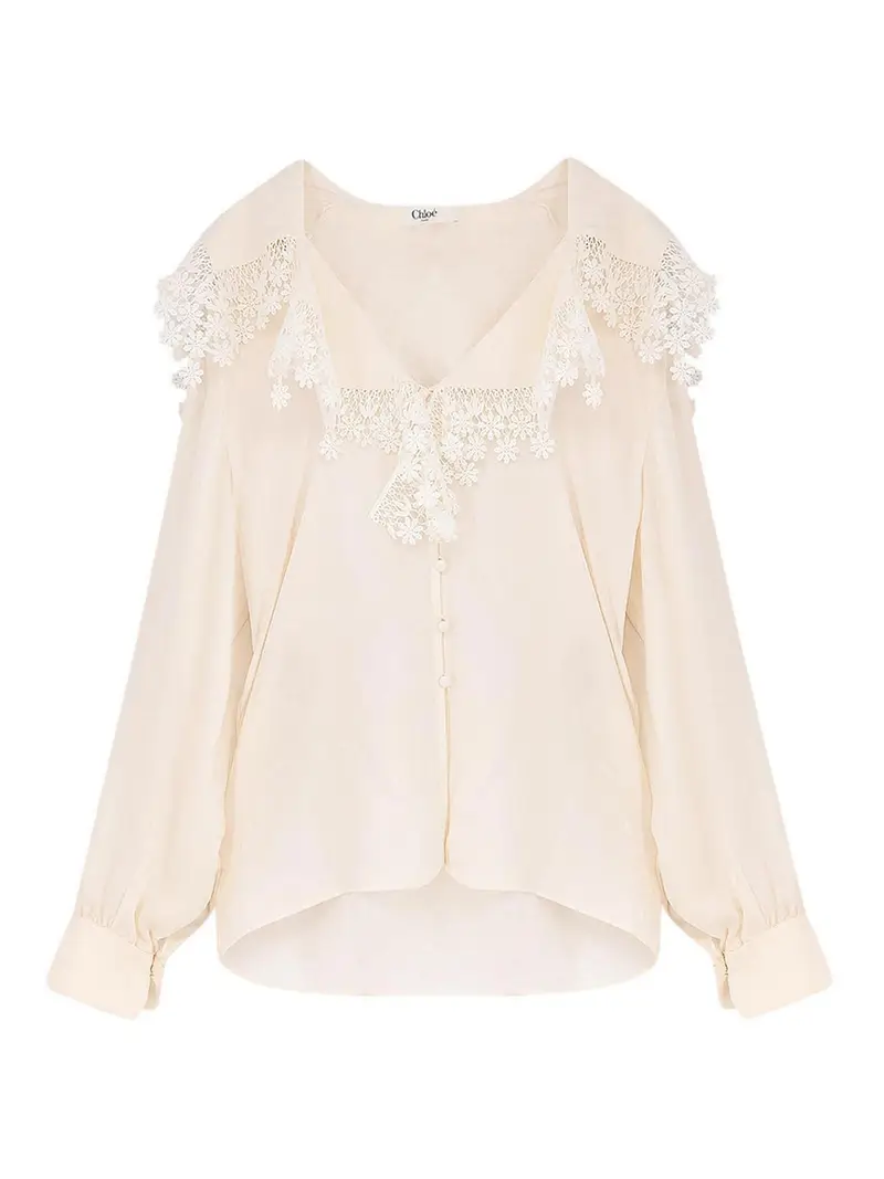 Camicia In Seta Stampata Bianco