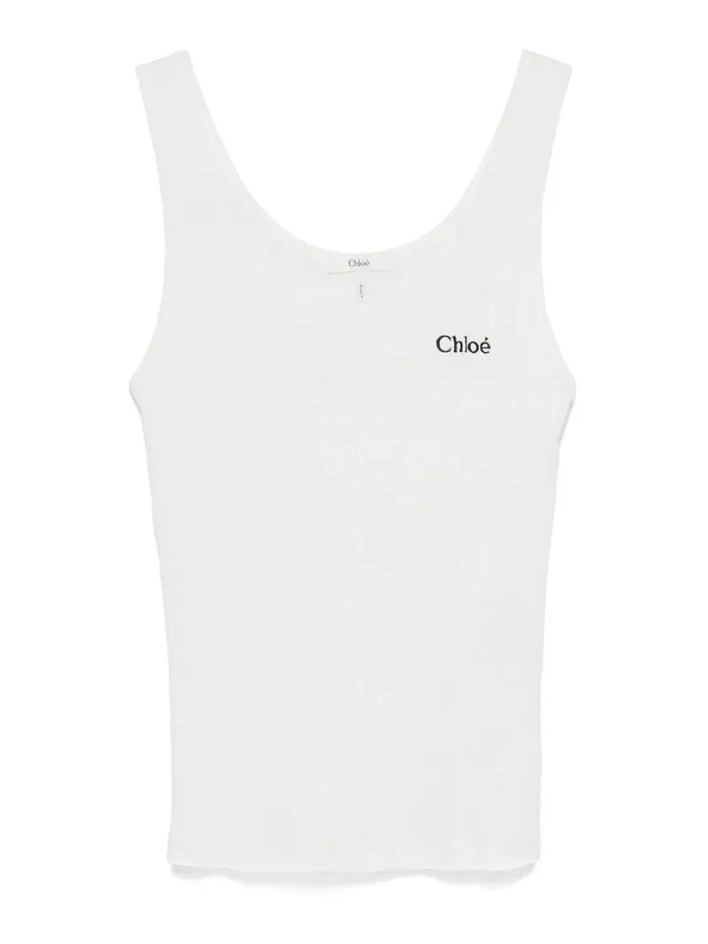 Canotta Costine Scritta Bianco