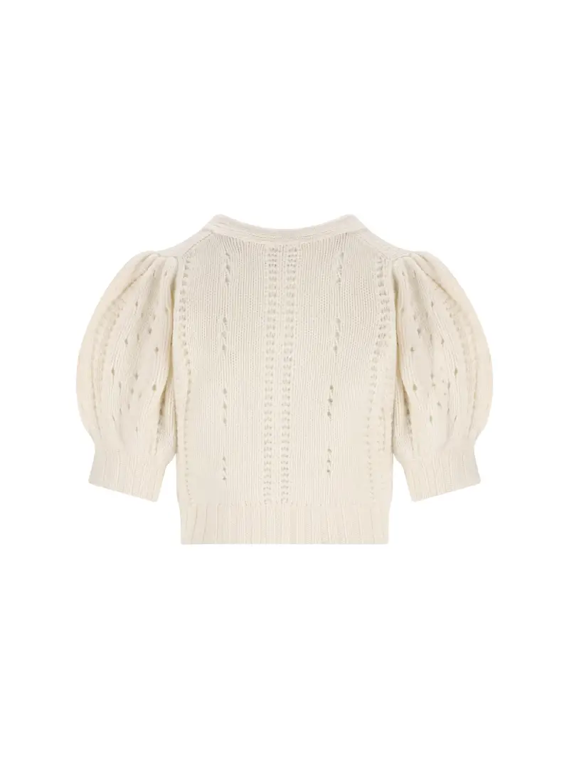 Cardigan In Lana E Cashmere BIANCO miniatura 2