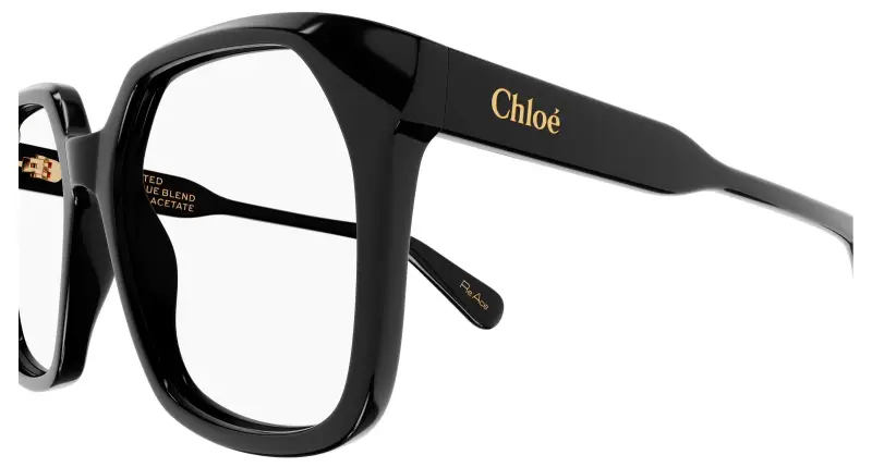 Donna Chloé CH0263O 008 Montature da vista Acetato Nero Trasparente Squadrata miniatura 3