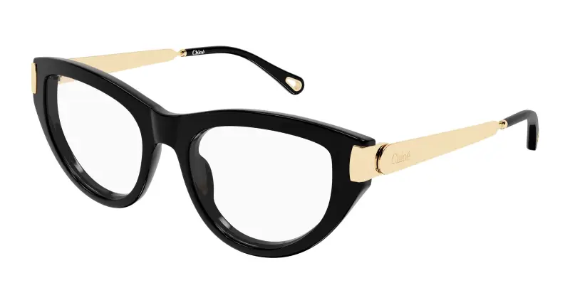 Donna Chloé CH0352O 001 Montature da vista Acetato Nero Trasparente Cat Eye